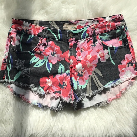 Roxy Pants - Flower Denim Shorts